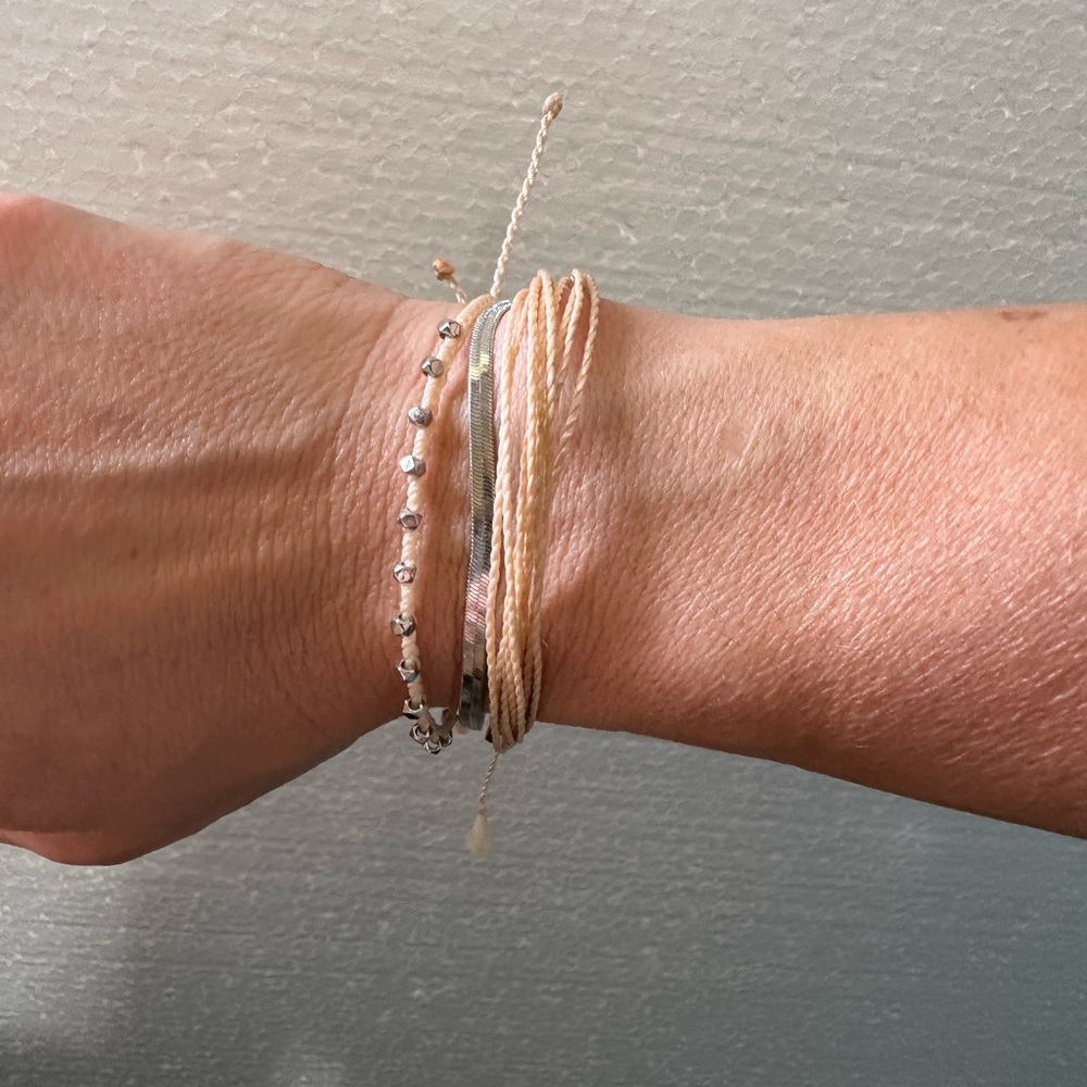 Pura Vida Peach and Silver Stackable Bracelet Set (3)